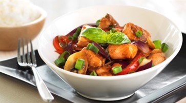 Wok med laks og pesto Wok med laks og pesto