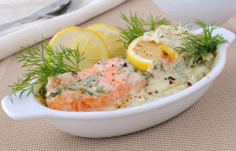 laks med purre og matfløte