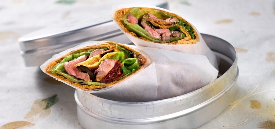 Wrap med biffstrimler